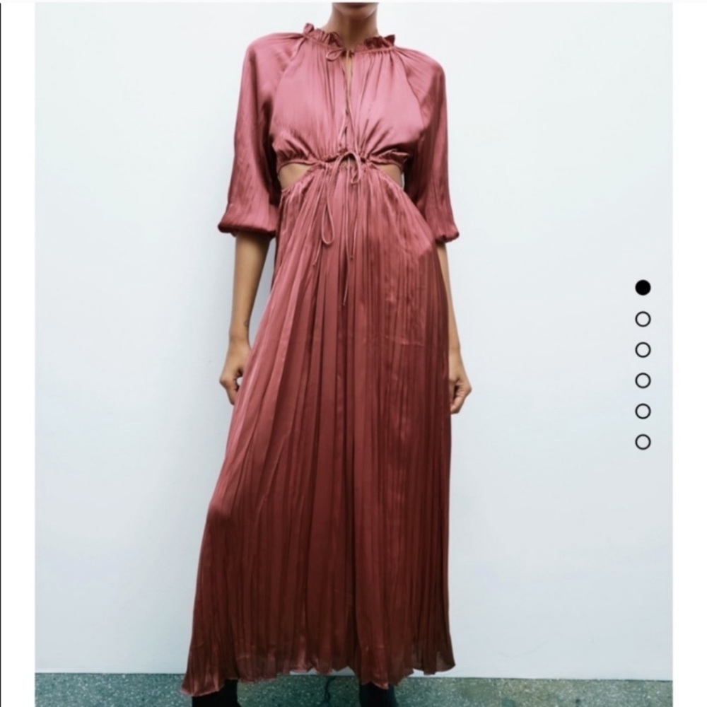 NWOT ZARA PLEATED SATIN MUAVE MIDI/Maxi dress